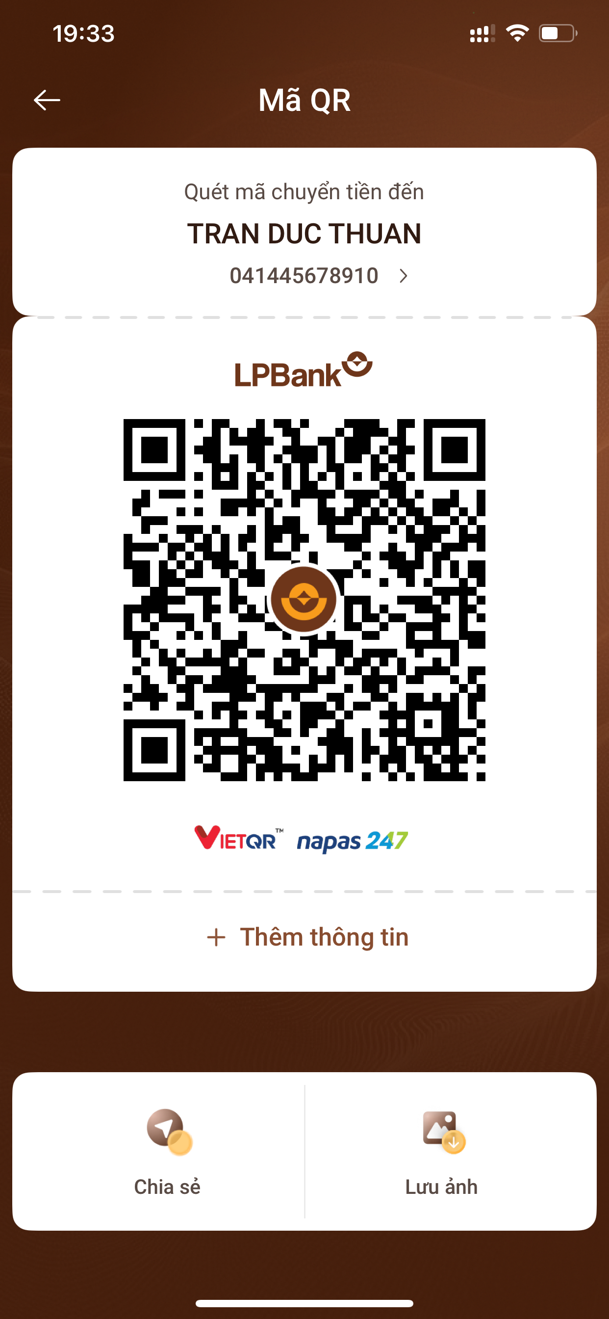 QR ủng hộ Tịch Mặc